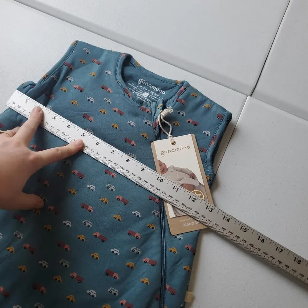 Günamüna Sleep Bag Gown Baby 9-18 MO Blue Car Print 2.5 TOG Zip Winter